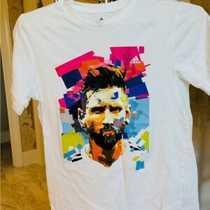 Adidas Kids White Tee with Colorful Graphic